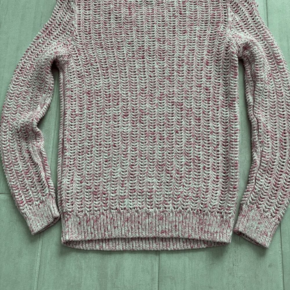 Talbots Open Knit Sweater Petite S 100% Cotton Pink Pullover Crewneck Barbie - Picture 7 of 7